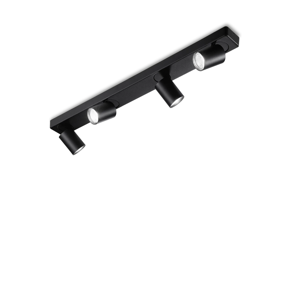 Plafoniera moderna con 4 luci orientabili cilindri bianco o nero