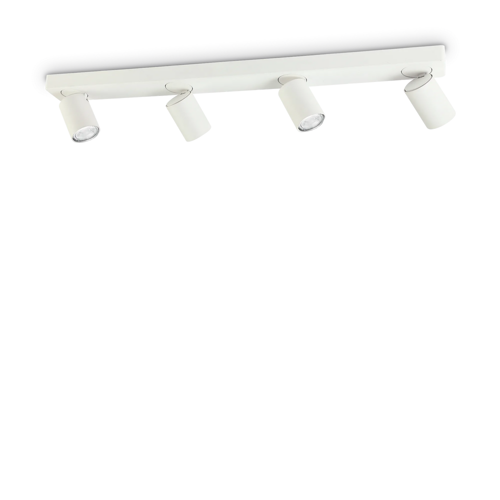 Plafoniera moderna con 4 luci orientabili cilindri bianco o nero