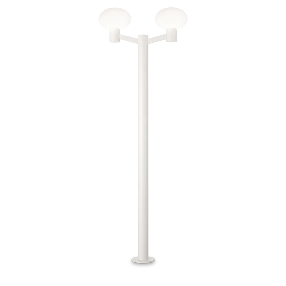 Lampione da esterno con 2 luci E27 colore bianco in alluminio