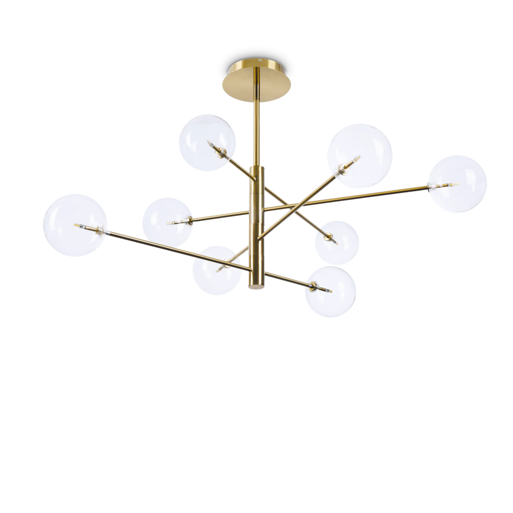 Lampadario per salotto in metallo 8 luci in vetro sfumato o trasparente