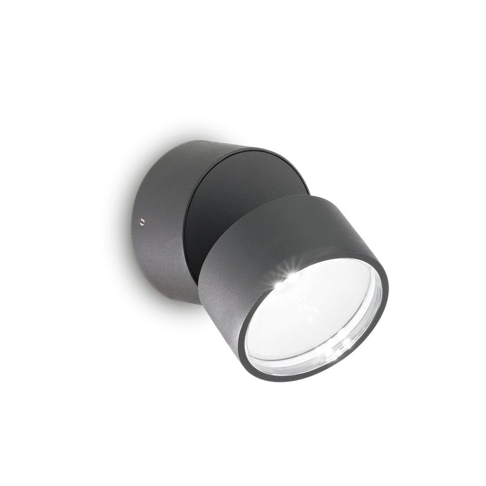 Lampada led da parete colore antracite con led 3000k o 4000k inclinabile