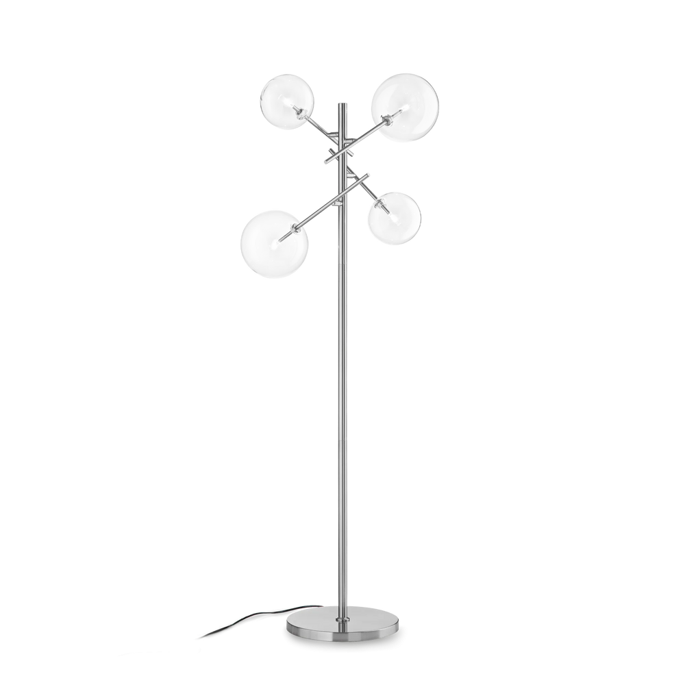 Moderne Stehlampe aus verchromtem Metall mit 4 G9-Glühbirnen