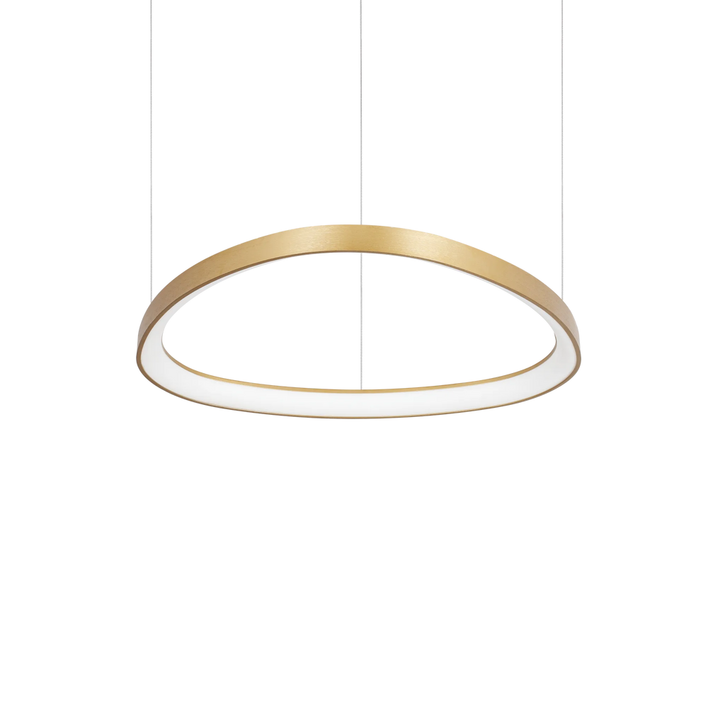 Sospensione stile moderno led e struttura in metallo placcato ottone