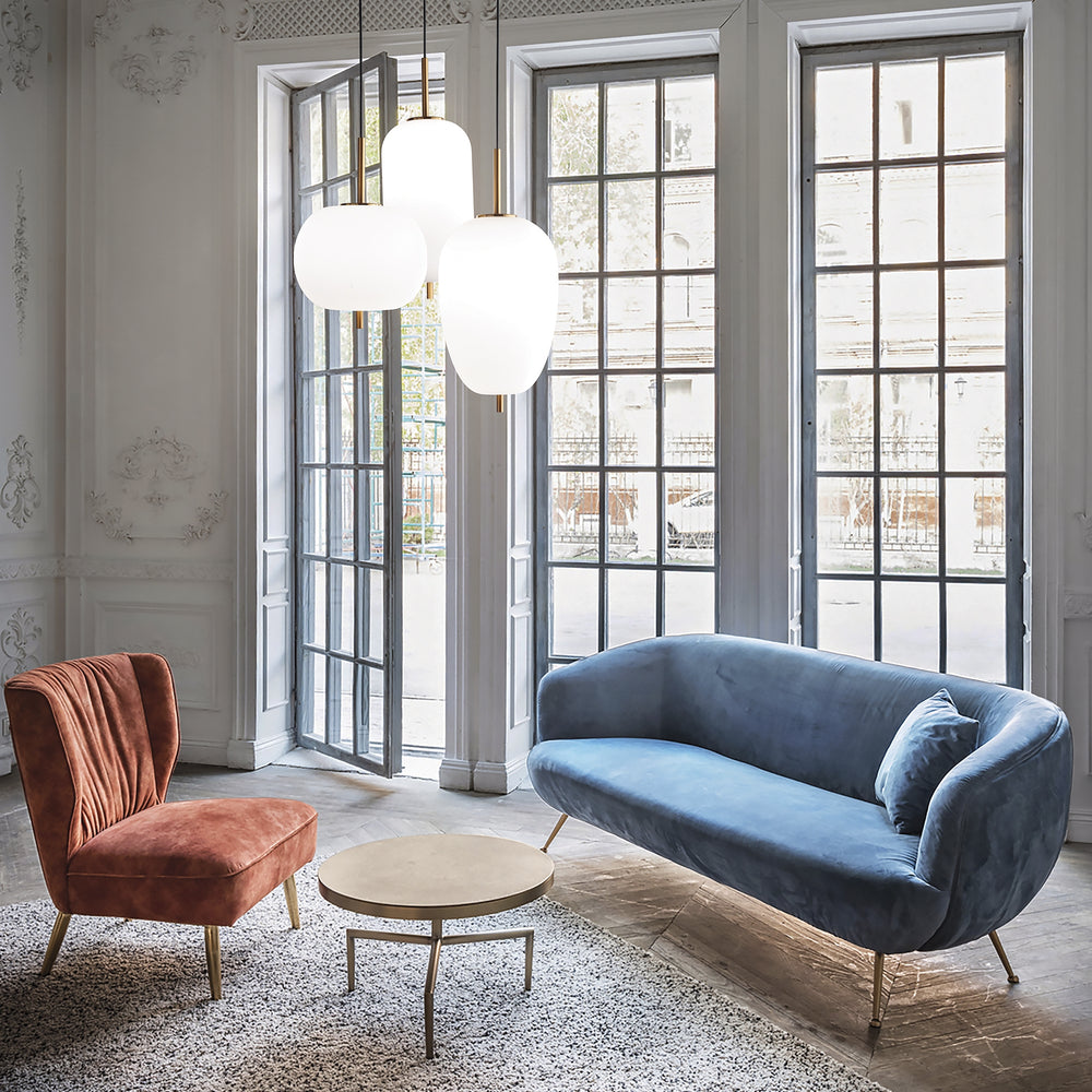 Sospensione led oro e diffusore vetro bianco