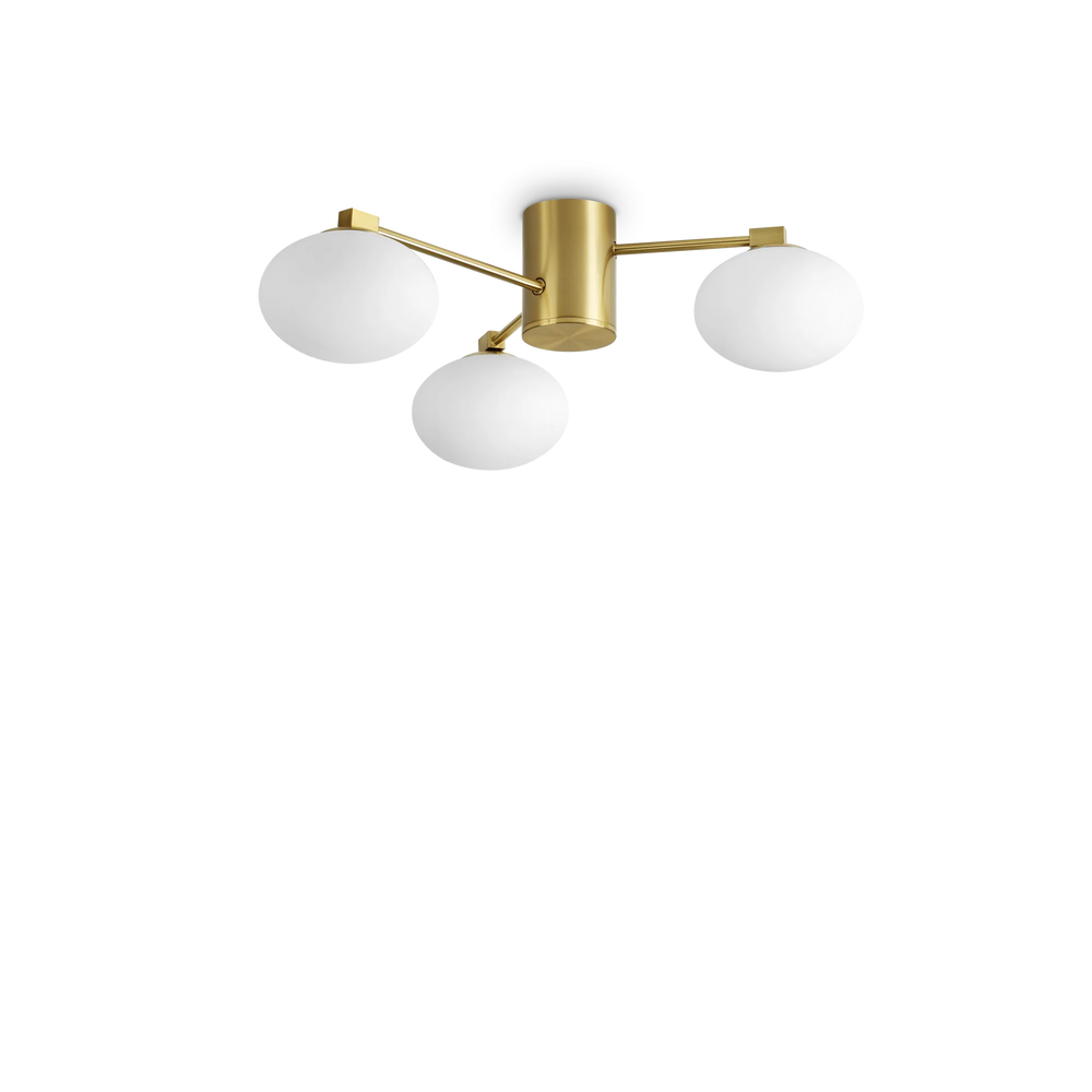 Plafoniera moderna con 3 luci ottone e bianco