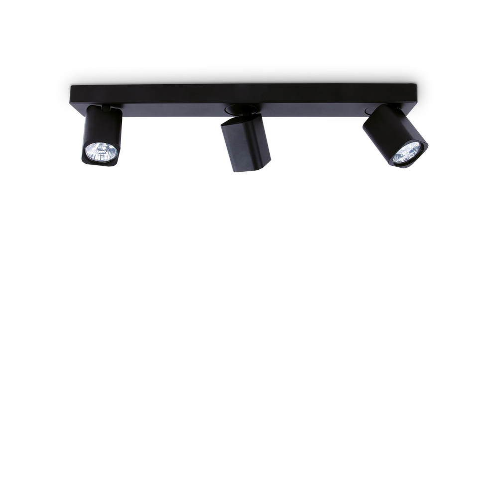 Faretto da soffitto con 3 luci quadrati in metallo nero o bianco