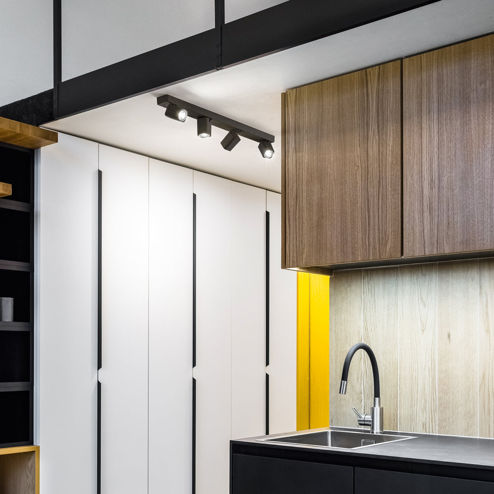 Plafoniera da soffitto parete 4 luci orientabili quadrate bianca o nera