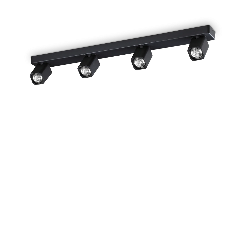 Plafoniera da soffitto parete 4 luci orientabili quadrate bianca o nera