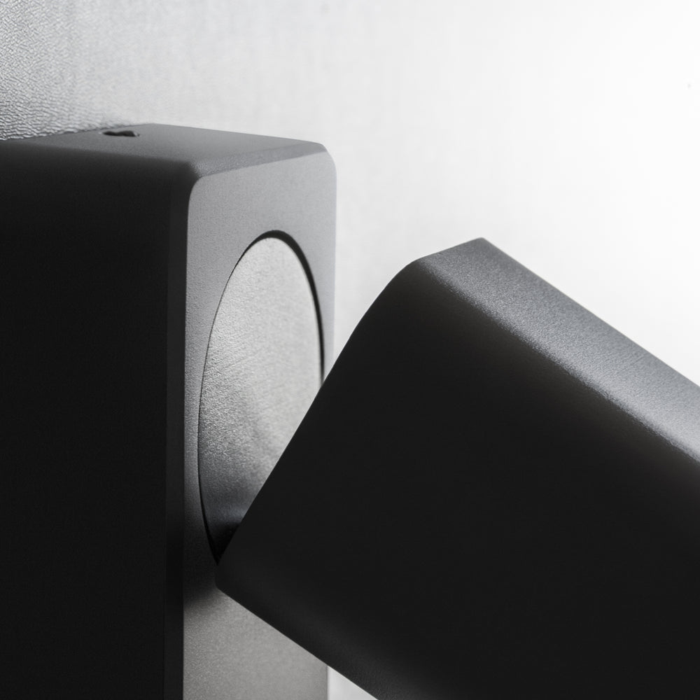 Faretto quadrato da parete in metallo nero lampadina GU10 max 35W