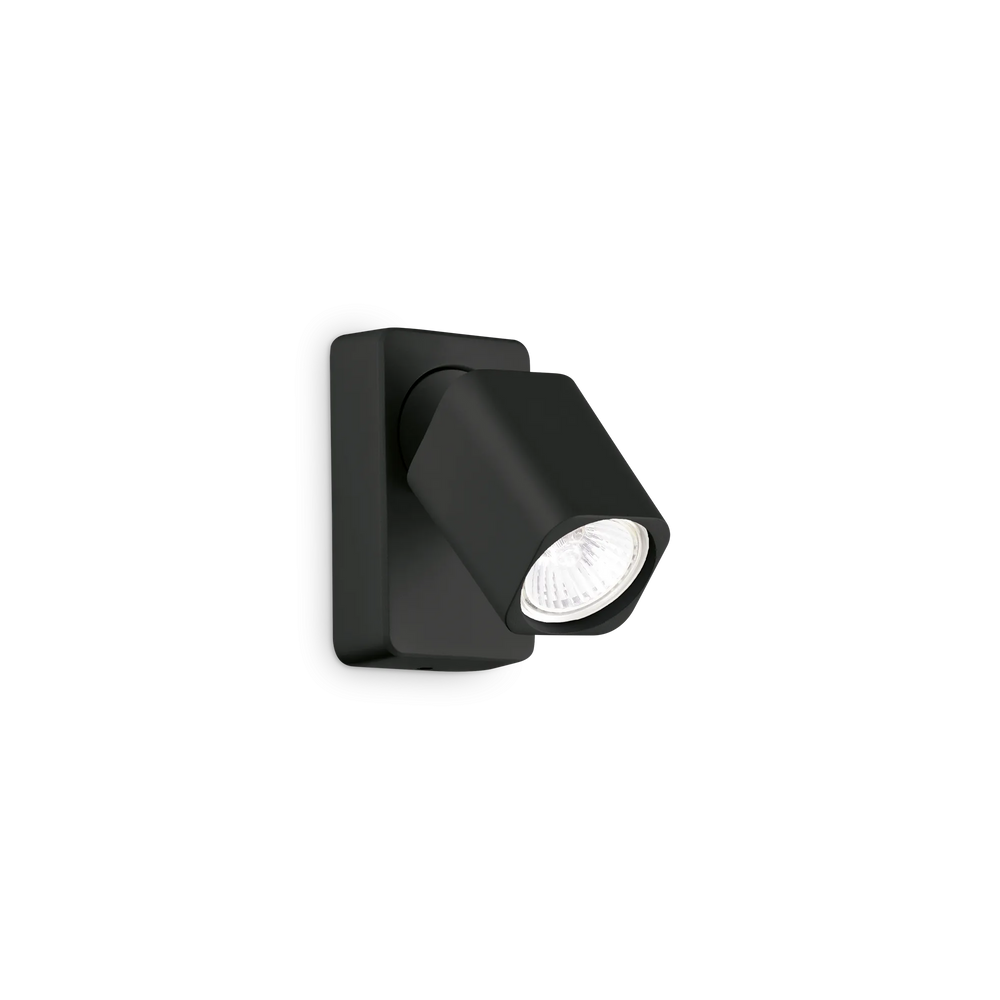 Faretto quadrato da parete in metallo nero lampadina GU10 max 35W