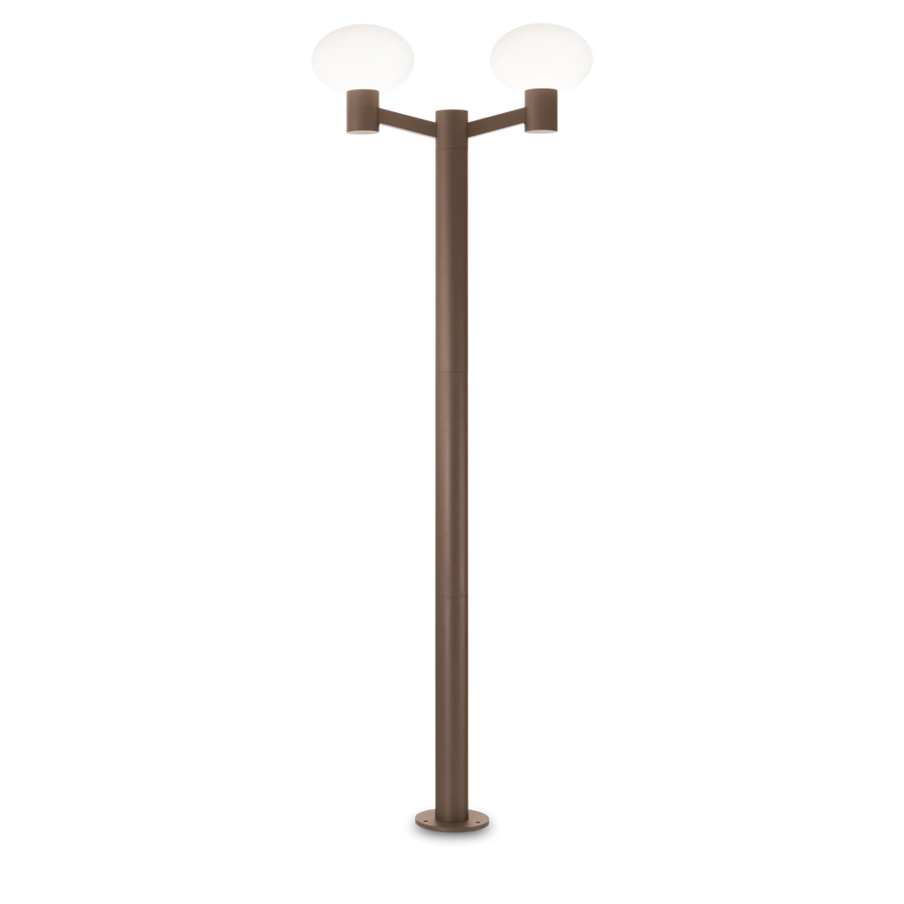 Lampione da giardino color caffè alto 197cm con 2 luci