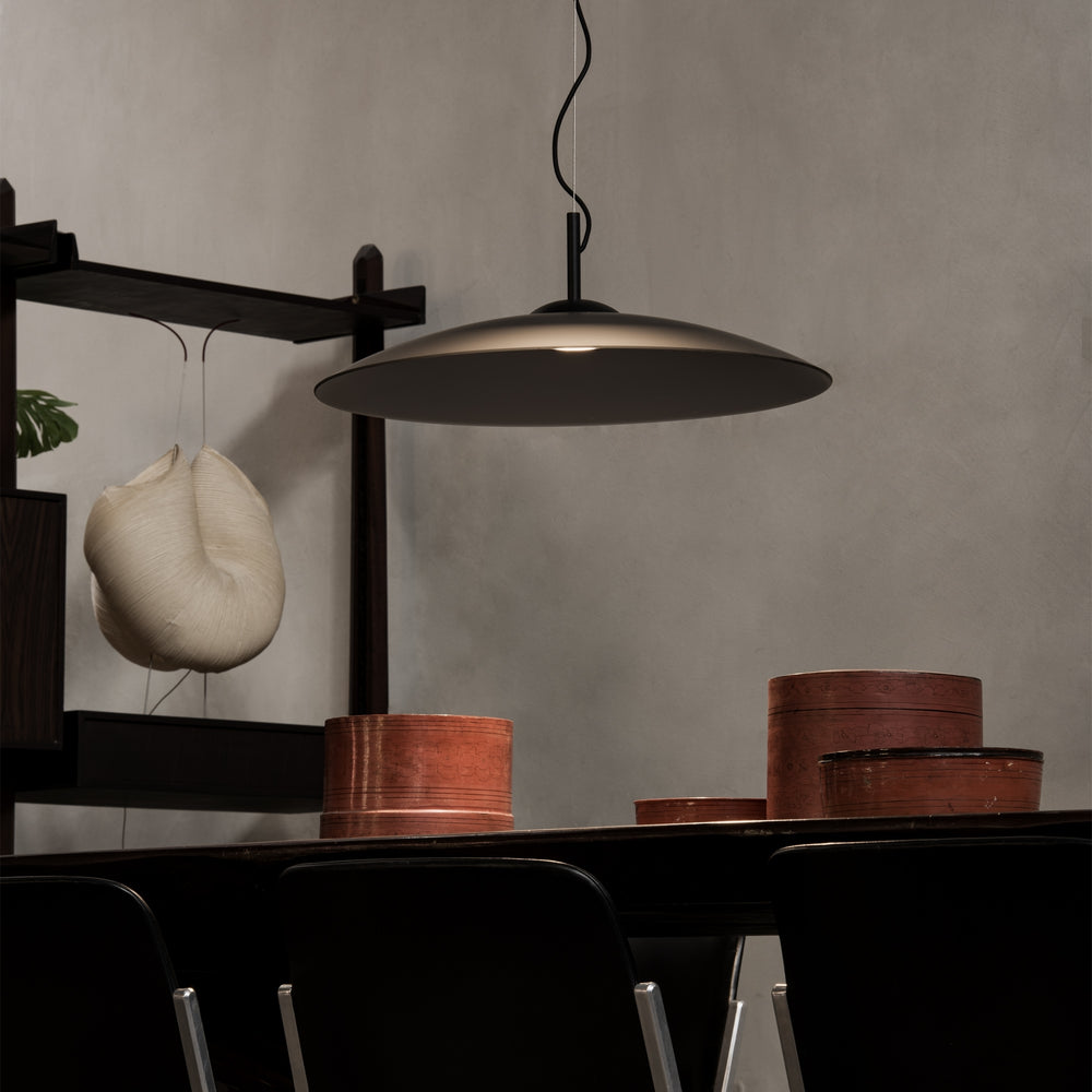 Lampadario per tavolo da cucina in metallo nero con vetro grigio