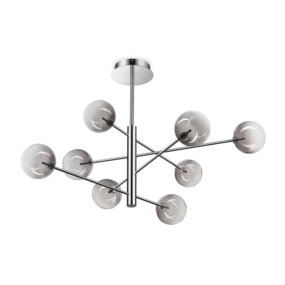 Lampadario per salotto in metallo 8 luci in vetro sfumato o trasparente