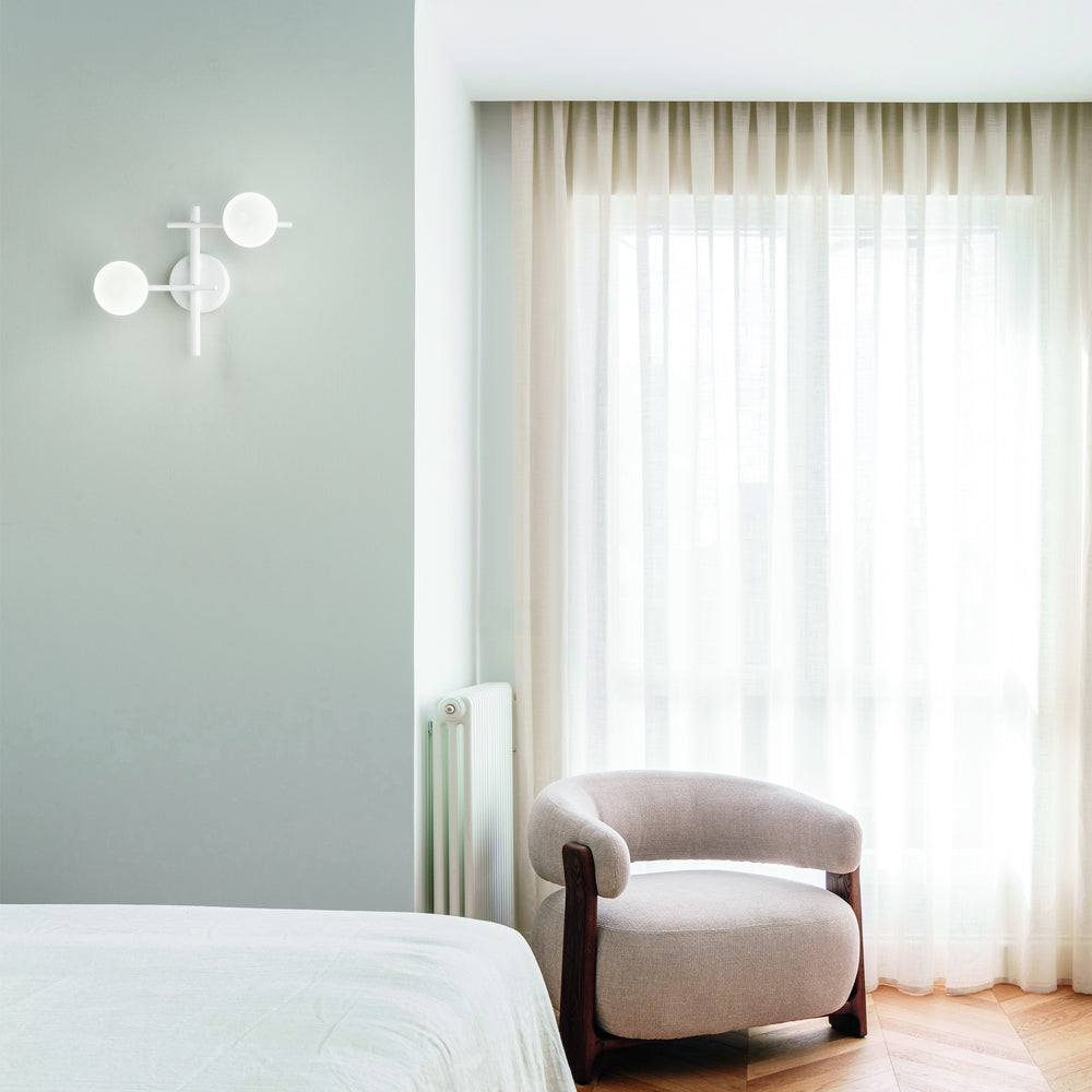 Applique da interno bianca sfera vetro bianco