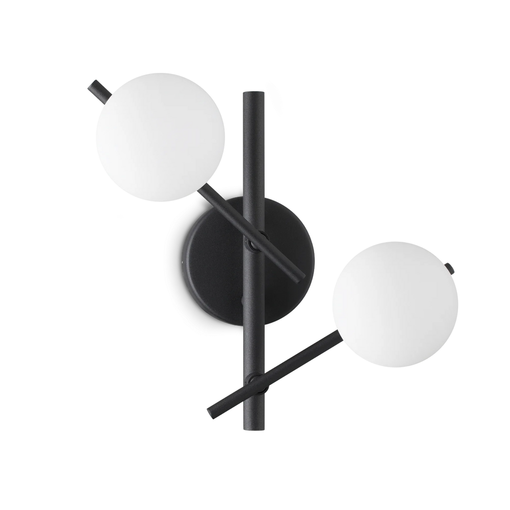 Applique a muro 2 luci moderna nero da interno