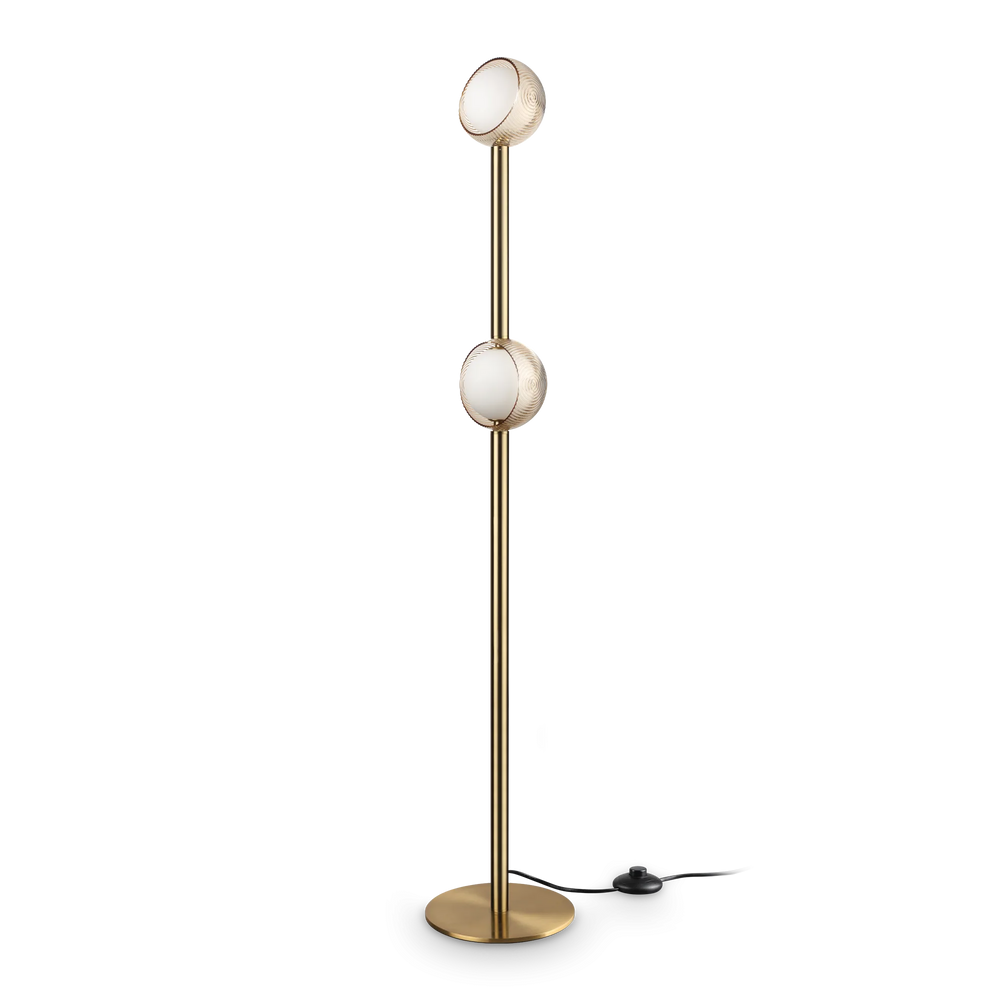 Lampada da terra in metallo colore ottone 2 luci led 11W 3000K