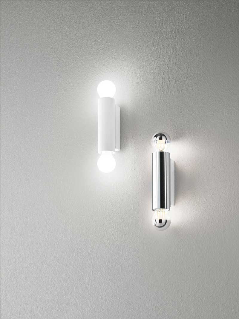 Birba linea light applique da parete doppia luce metallo cilindrica