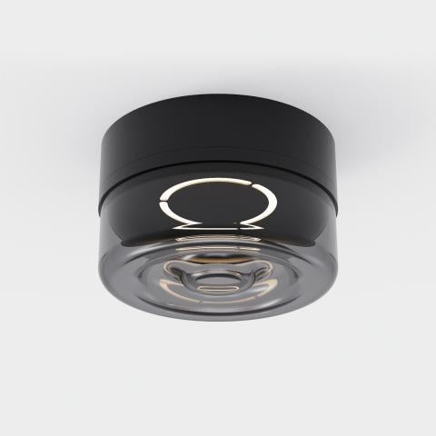 Applique nera led moderna da parete diffusore vetro fumee