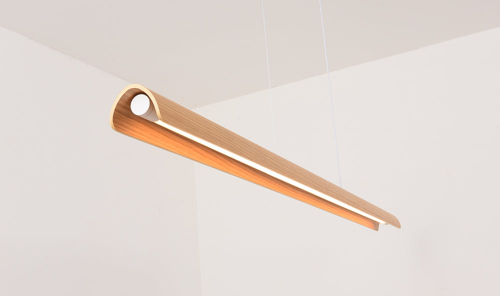 Lampada a sospensione tavolo da pranzo legno naturale led dimmerabile 150cm