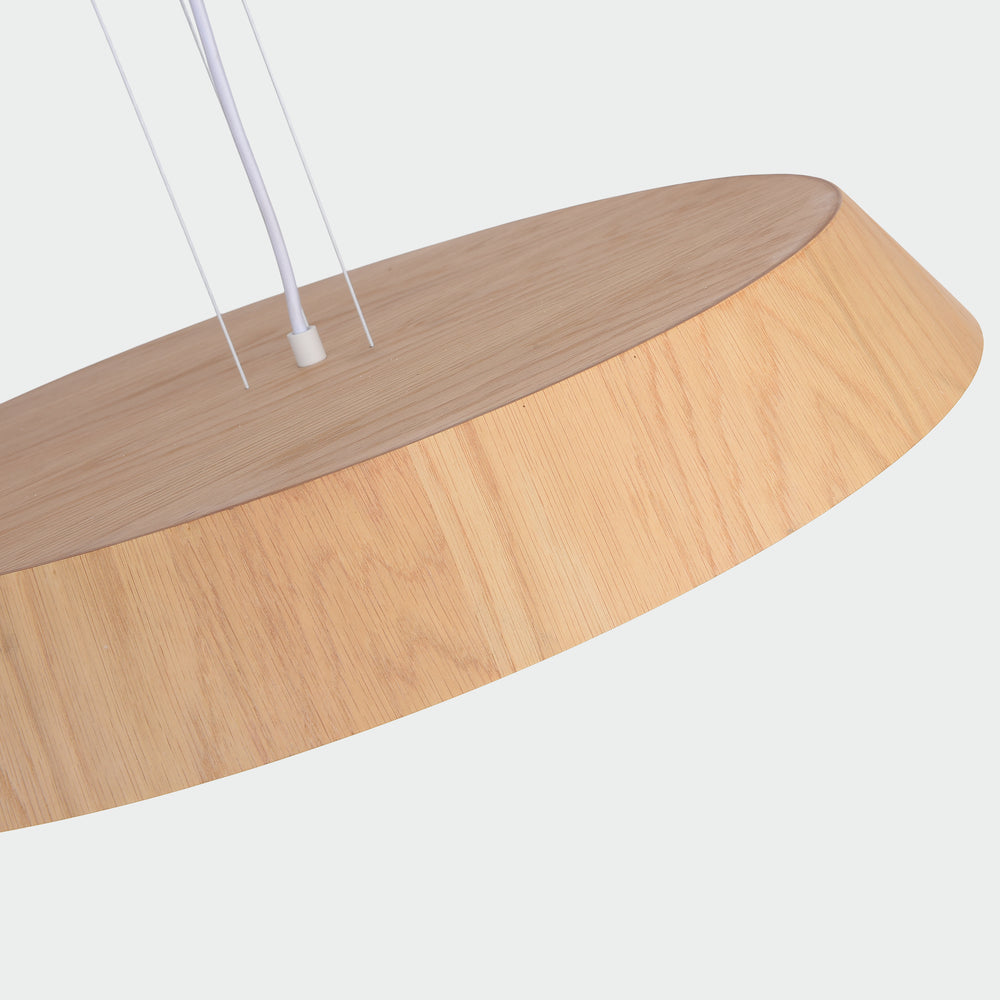 Sospensione in legno rotonda led 50w dimmerabile per cucina