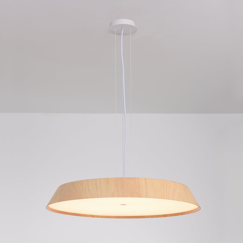 Sospensione in legno rotonda led 50w dimmerabile per cucina