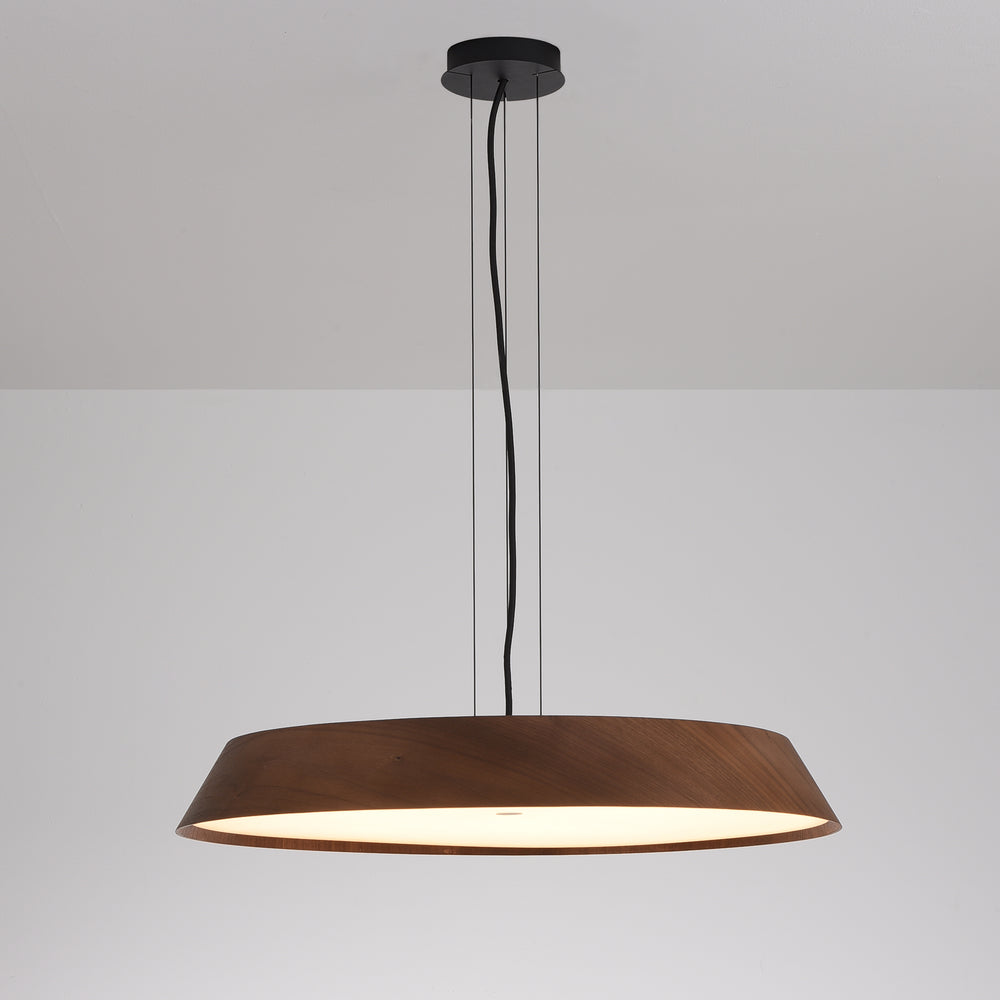 Sospensione in legno rotonda led 50w dimmerabile per cucina
