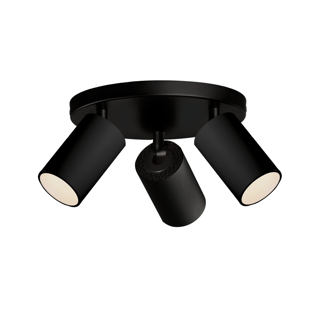 Plafoniera da soffitto con 3 faretti orientabili nera o bianca moderna