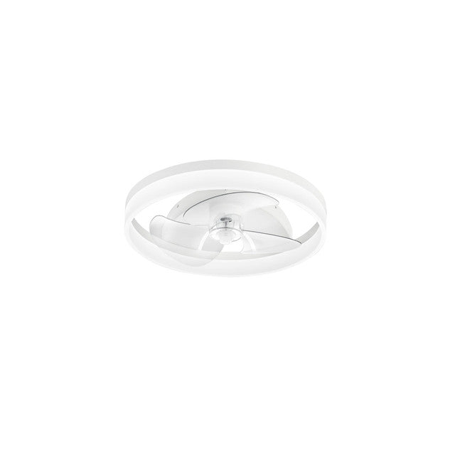 Plafoniera ventilatore in alluminio bianco e luce led dimmerabile diametro 50cm