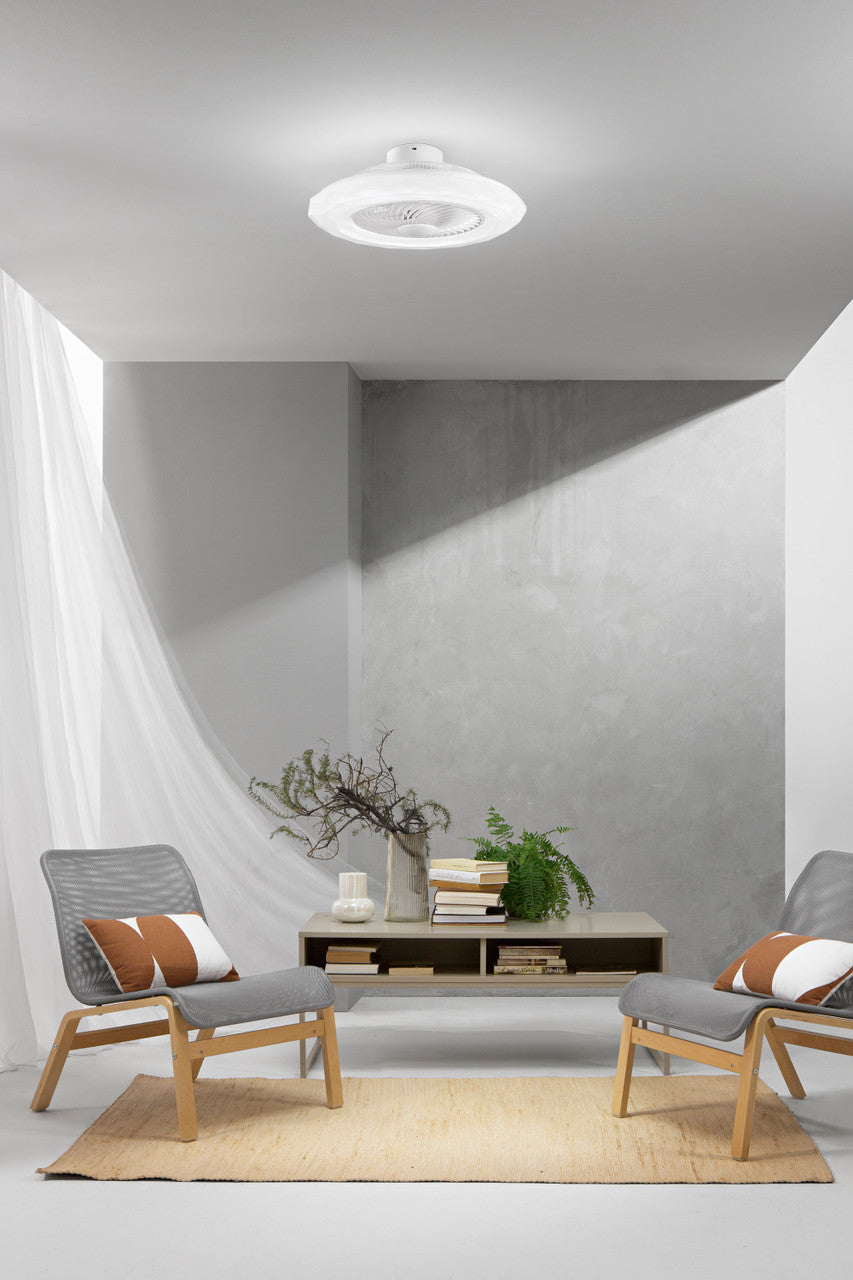 Ventilatore da soffitto con luce led colorata e telecomando in pc e acrilico