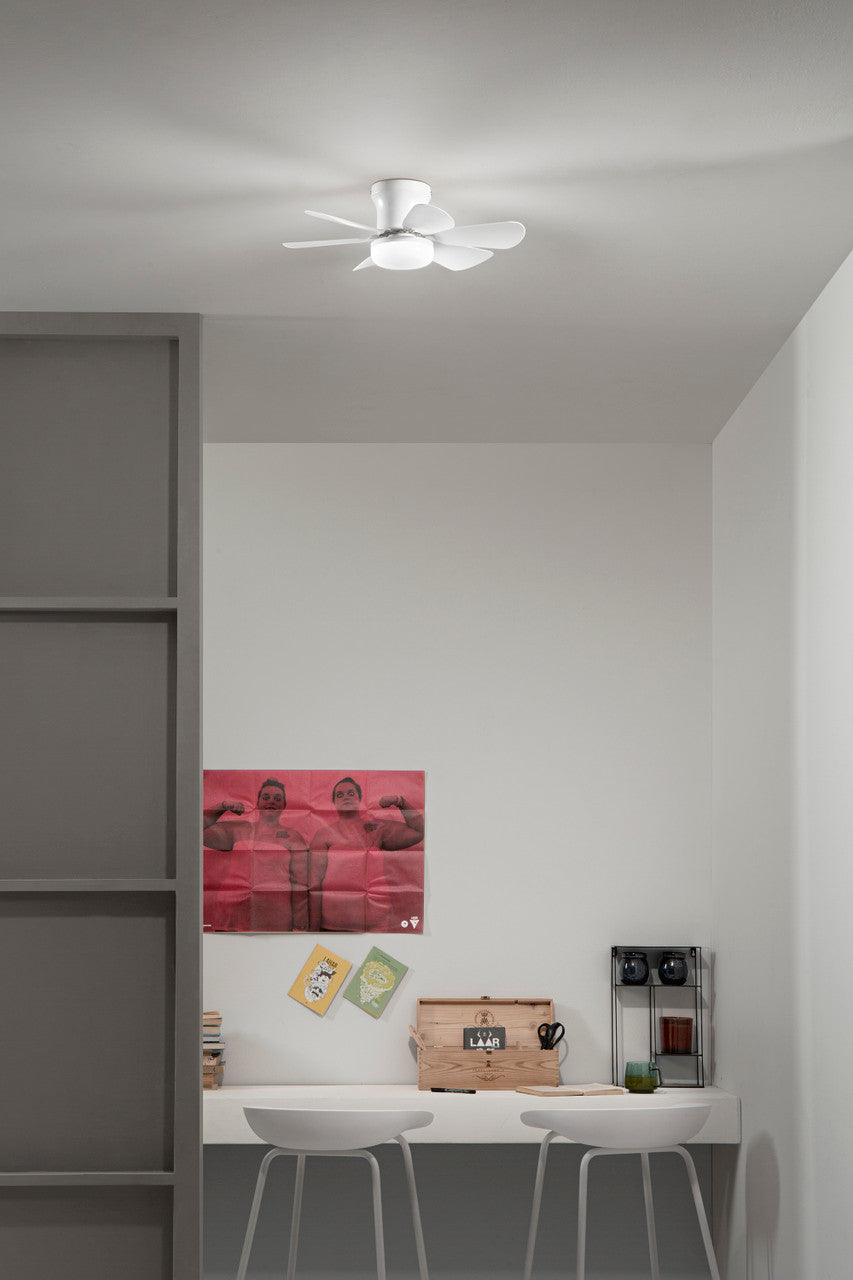 Ventilatore da soffitto con 6 pale bianco o nero luce led diametro 53cm