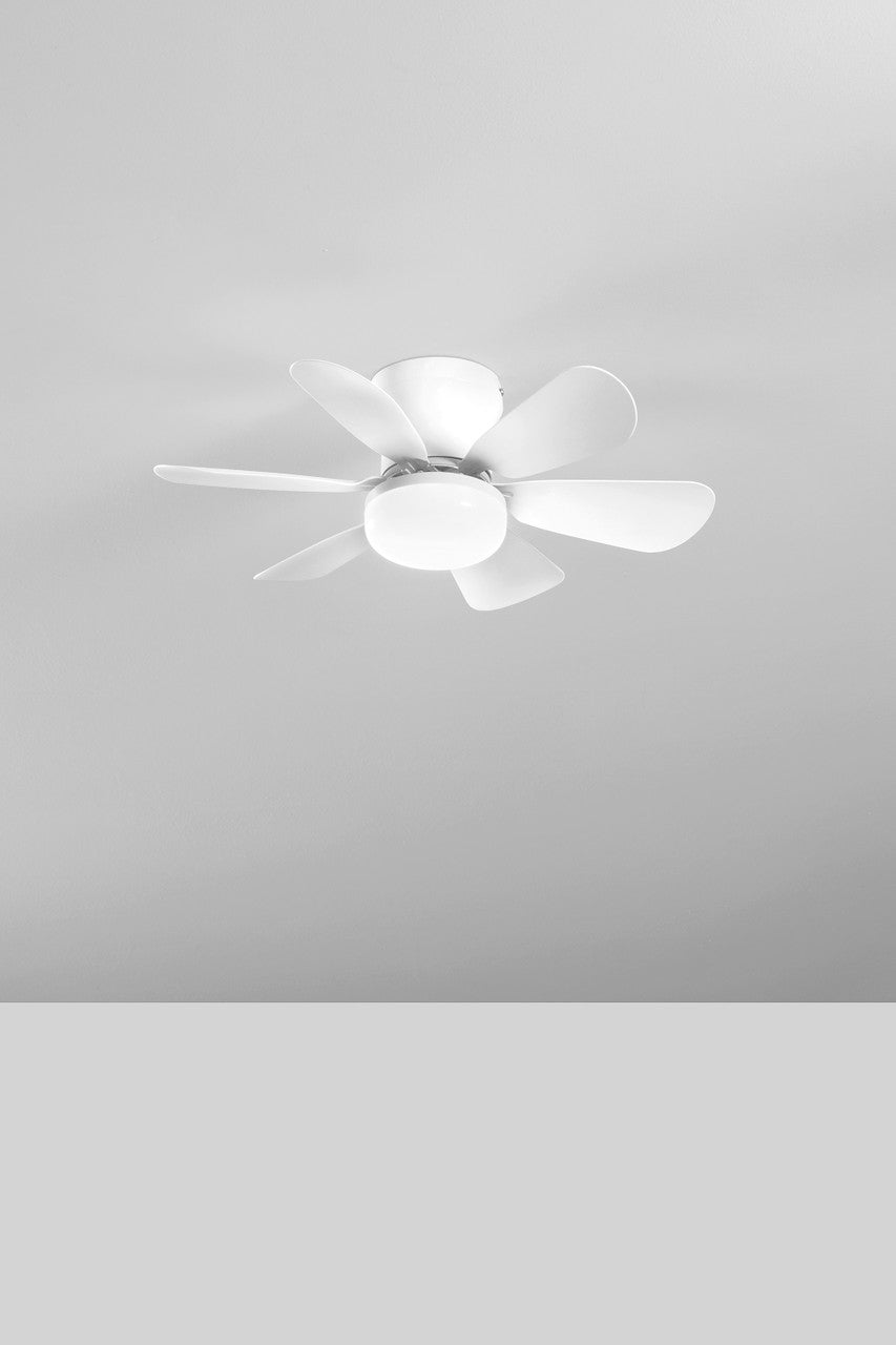 Ventilatore da soffitto con 6 pale bianco o nero luce led diametro 53cm