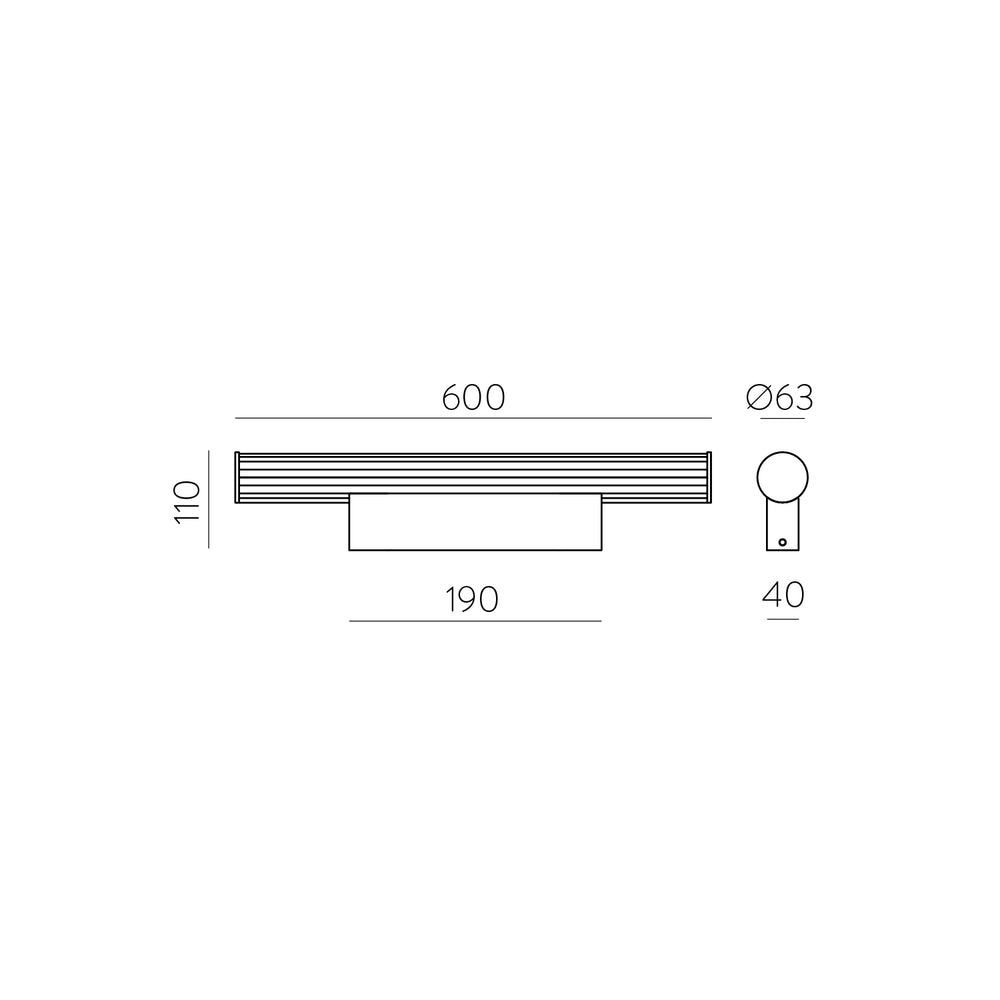 Applique tubo led dimmerabile per bagno cromo larghezza 60cm