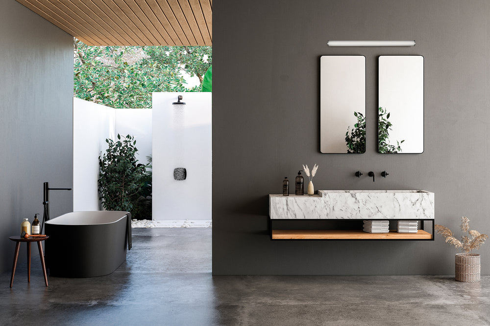 Applique tubo led dimmerabile per bagno cromo larghezza 60cm