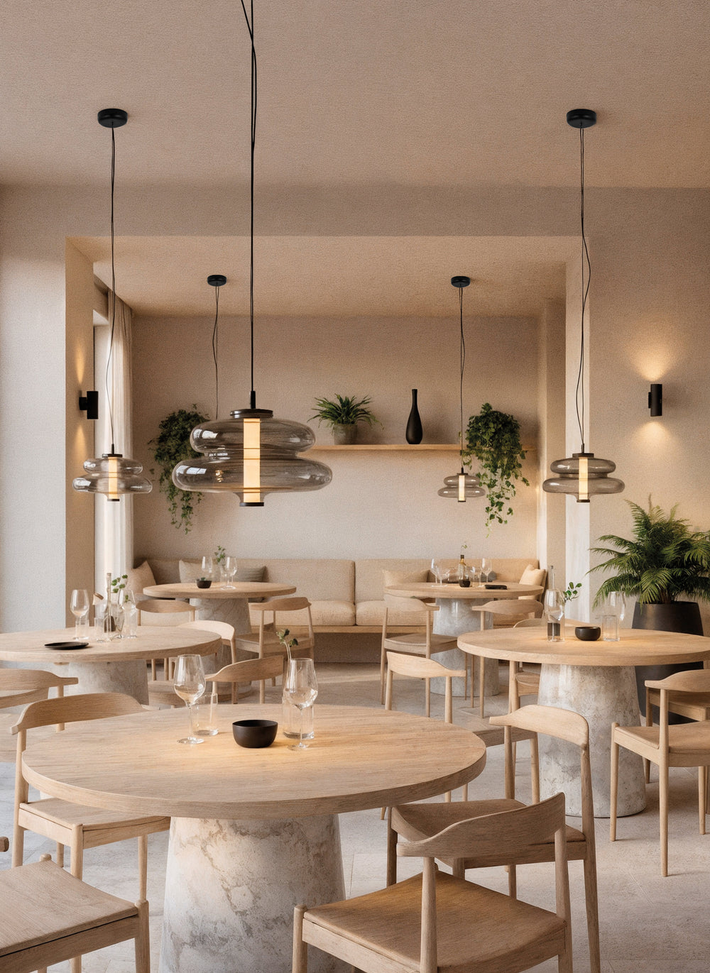 Sospensione da cucina con vetro ambrato o fumee stile moderno