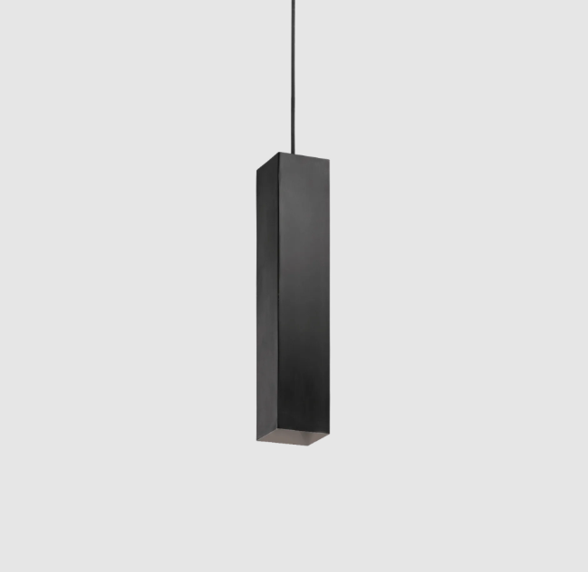 Sospensione in metallo quadrata bianco nero o ottone altezza 40cm