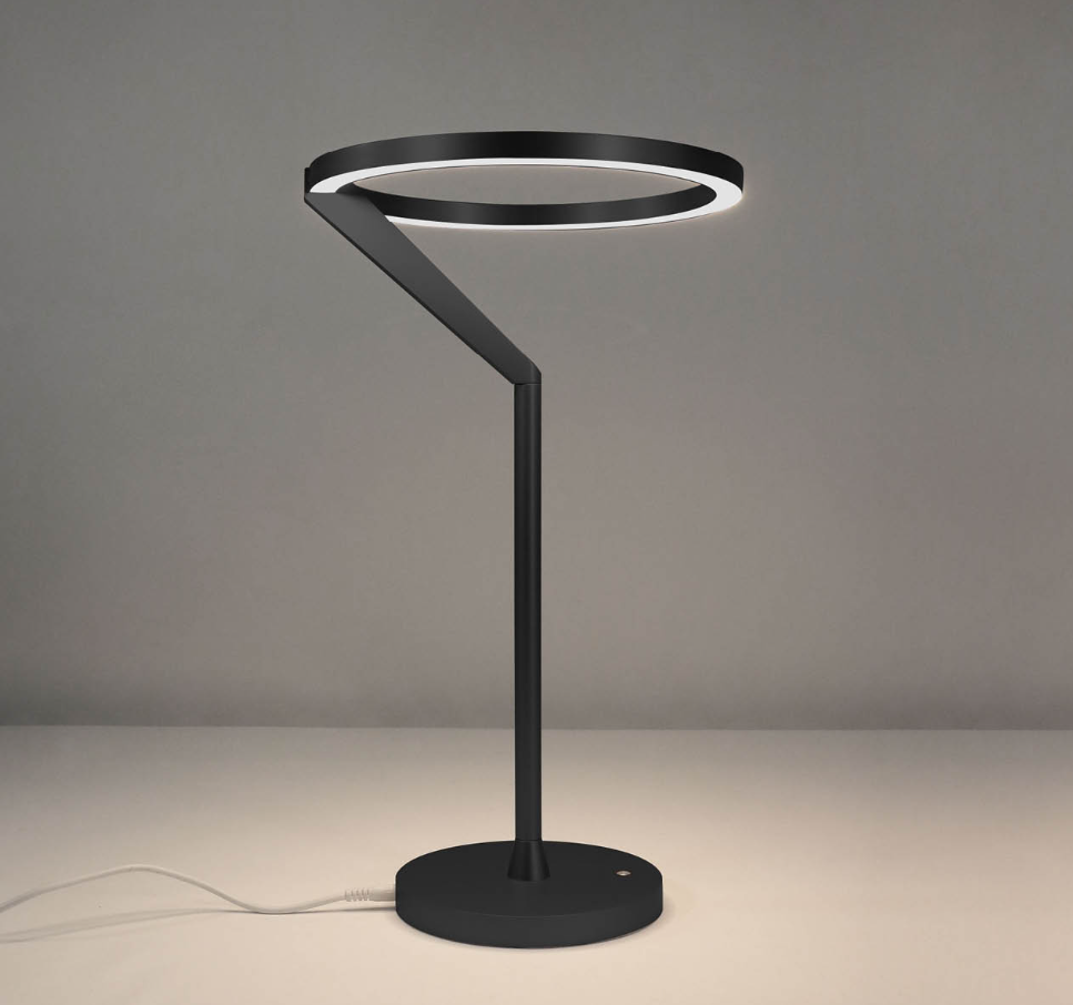 Lampada da tavolo moderna nera in alluminio diametro 22cm