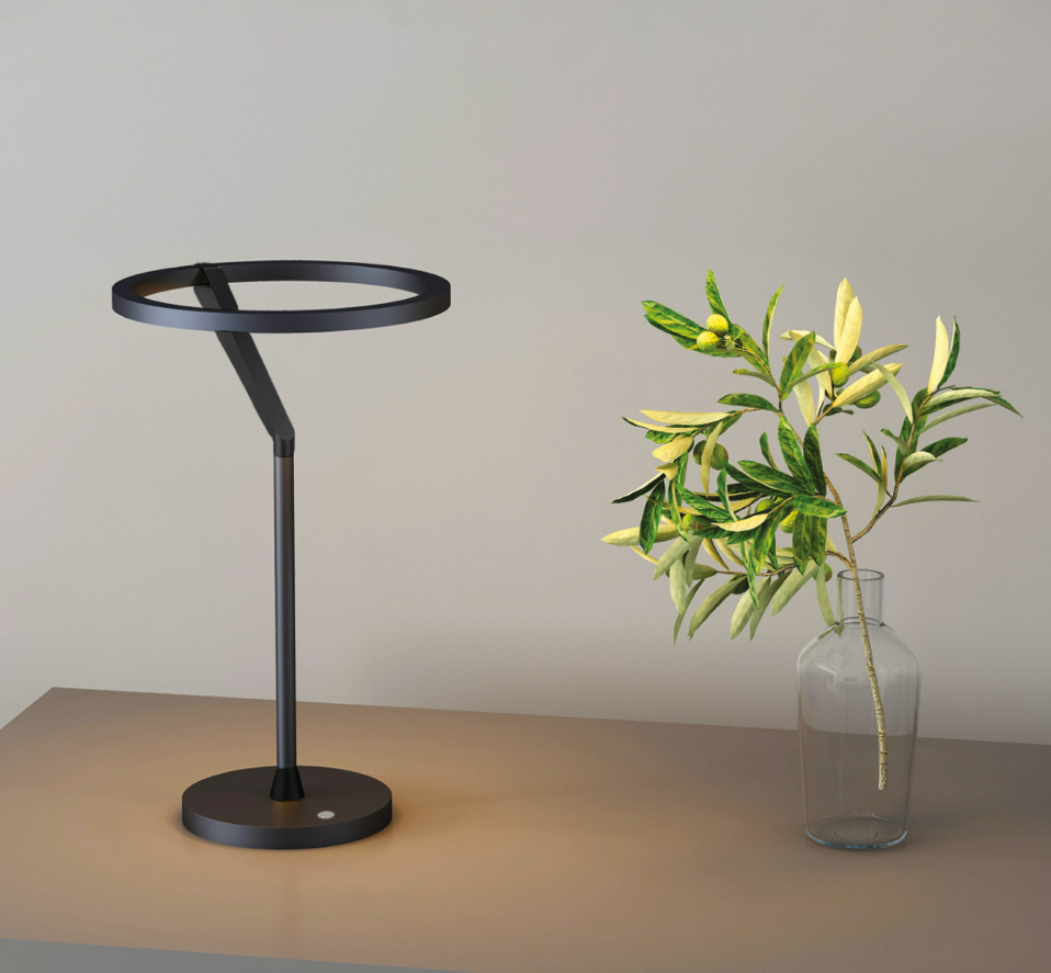 Lampada da tavolo moderna nera in alluminio diametro 22cm