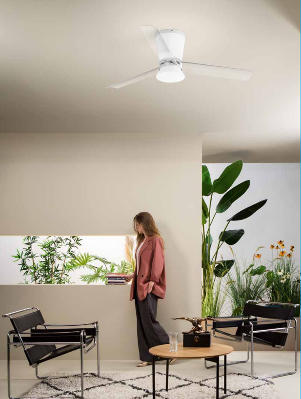 Ventilatore da soffitto con luce dimmerabile bianco acrilico con telecomando
