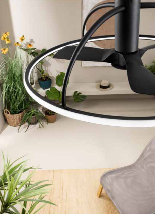 Plafoniera con ventilatore da soffitto nero o bianco 51mq con telecomando