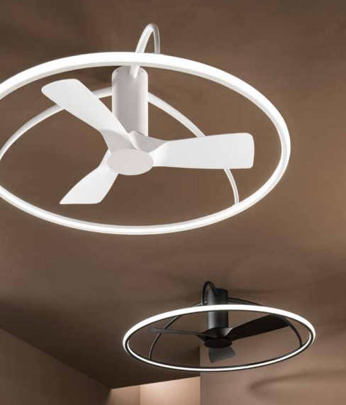 Plafoniera con ventilatore da soffitto nero o bianco 51mq con telecomando