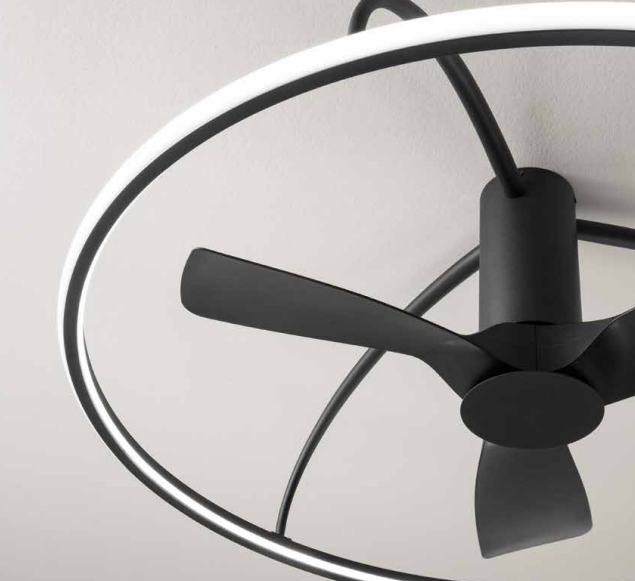 Plafoniera con ventilatore da soffitto nero o bianco 51mq con telecomando