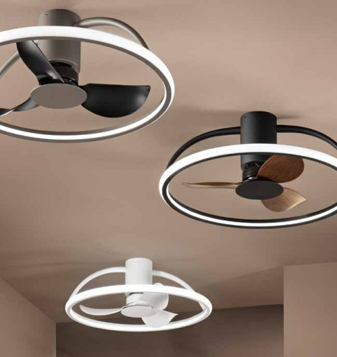 Plafoniera con ventilatore in alluminio con telecomando luce led