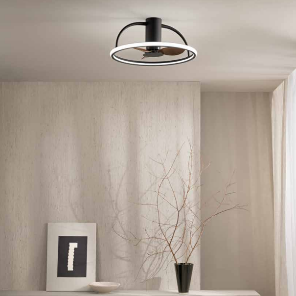Plafoniera con ventilatore in alluminio con telecomando luce led