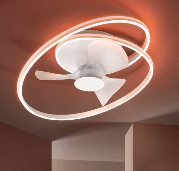 Plafoniera con ventilatore bianco con luce led dimmerabile e RGB