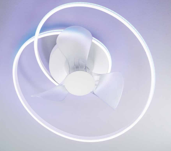 Plafoniera con ventilatore bianco con luce led dimmerabile e RGB