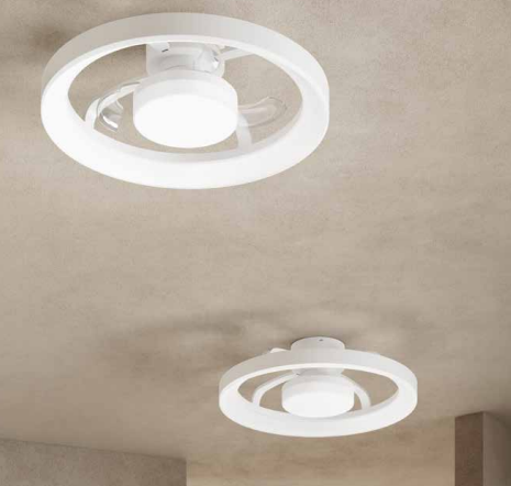 Plafoniera con ventilatore diametro 55cm bianco o nero
