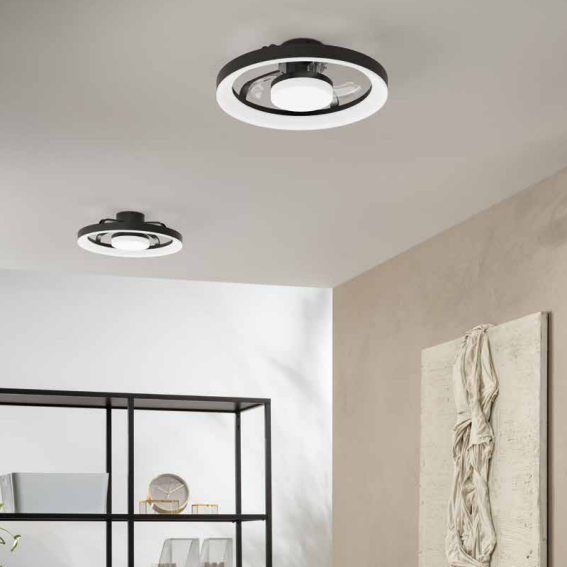 Plafoniera con ventilatore diametro 55cm bianco o nero