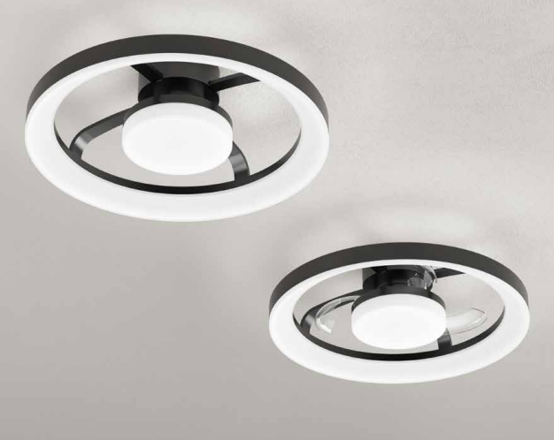 Plafoniera con ventilatore diametro 55cm bianco o nero