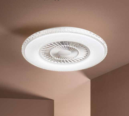 Ventilatore da soffitto bianco con effetto cielo stellato luce led RGB e dimmerabile