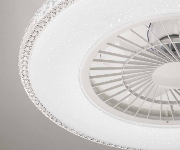 Ventilatore da soffitto bianco con effetto cielo stellato luce led RGB e dimmerabile